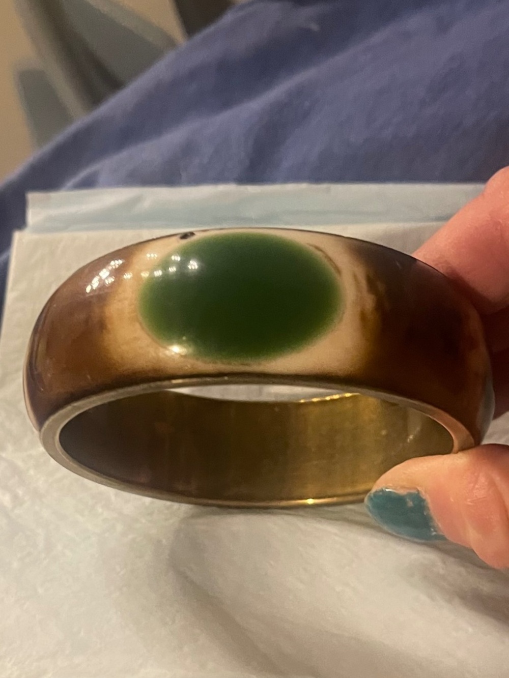 Vintage Bakelite & Brass Operculum Bangle